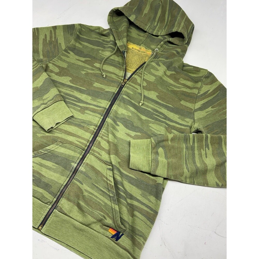 Aviator Nation Bolt Hoodie Adult XL Hooded Sweatshirt Full Zip Green Camo